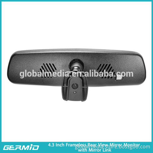 4.3 inch frameless Mirror Link rear view mirror monitor with Two video inputs and reversing camera display
